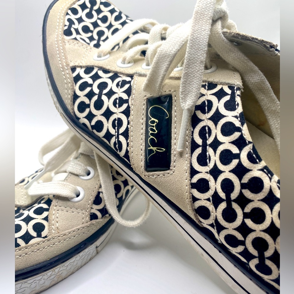 Coach Dallas Cream & Blk Signature Sneakers Sz 8